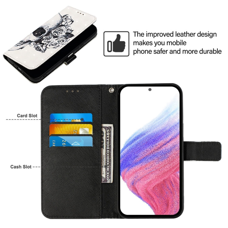 Funda de Cuero con Tapa Horizontal y Pintura 3D para TCL 30Z T602Dl (Calavera)
