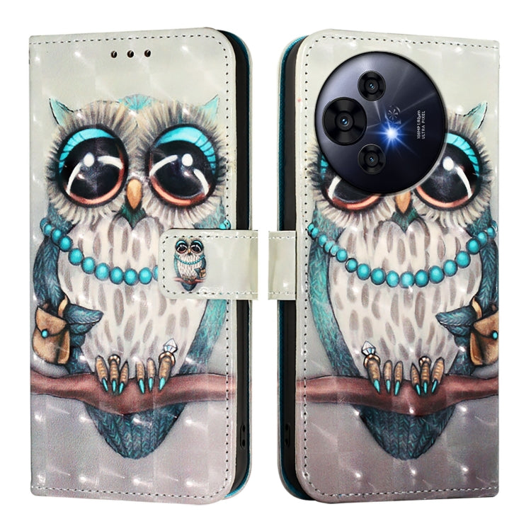 Funda de Cuero con Tapa Horizontal para TCL 50 Pro Nxtpaper con Pintura 3D (Búho Gris)