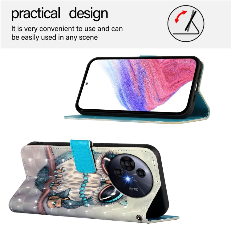Funda de Cuero con Tapa Horizontal para TCL 50 Pro Nxtpaper con Pintura 3D (Búho Gris)