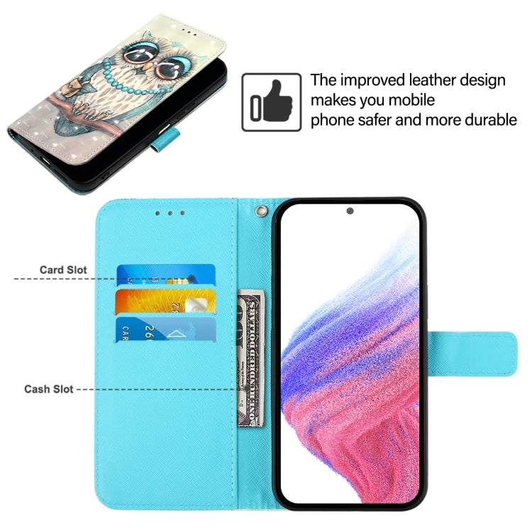Funda de Cuero con Tapa Horizontal para TCL 50 Pro Nxtpaper con Pintura 3D (Búho Gris)