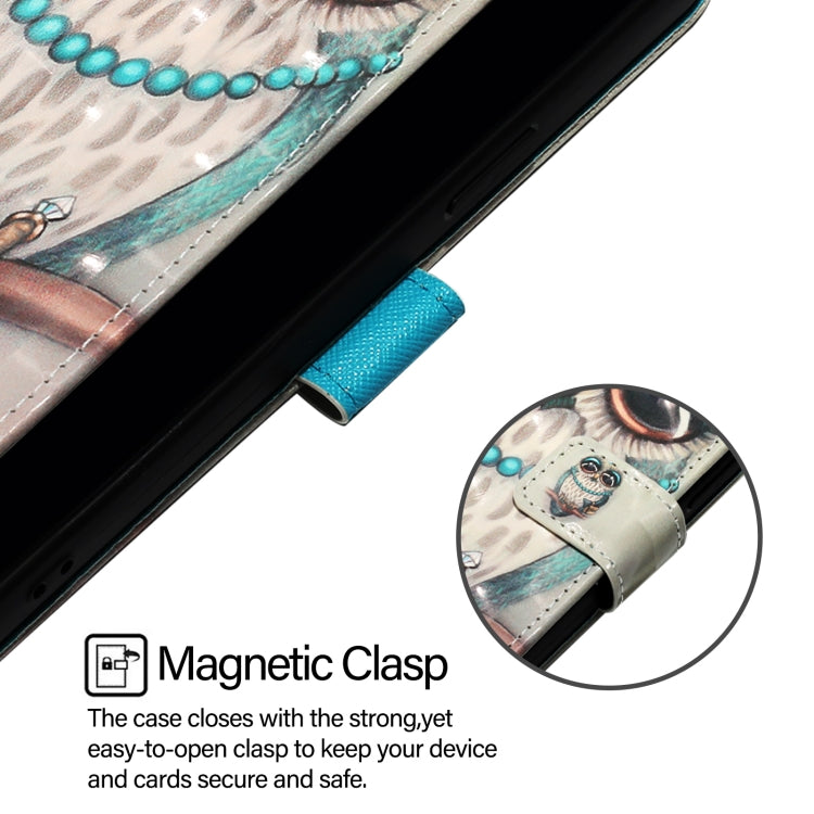 Funda de Cuero con Tapa Horizontal para TCL 50 Pro Nxtpaper con Pintura 3D (Búho Gris)