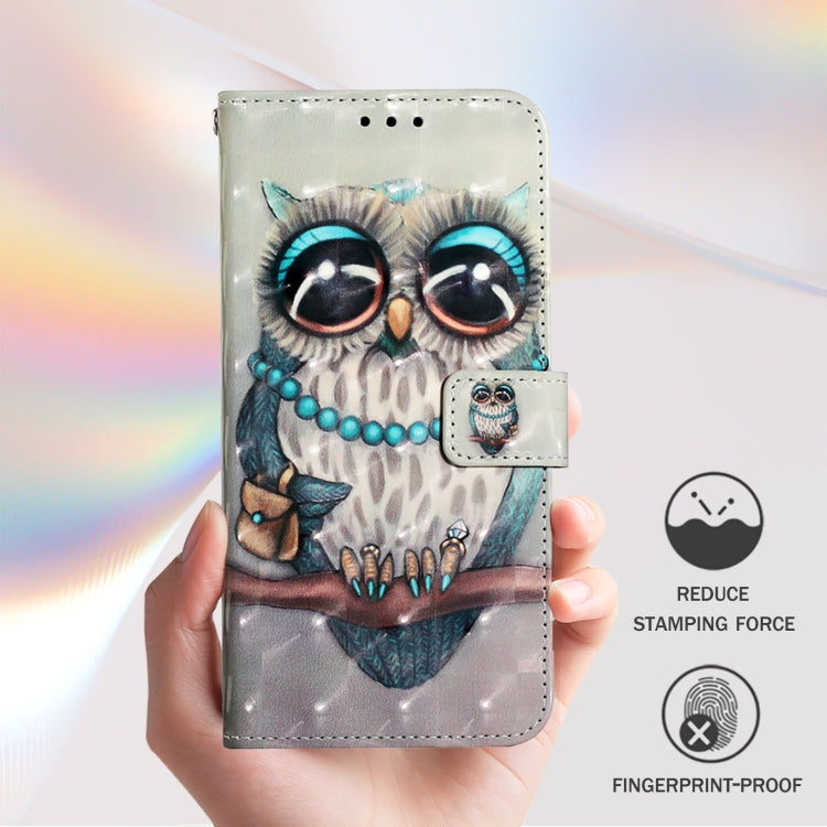 Funda de Cuero con Tapa Horizontal para TCL 50 Pro Nxtpaper con Pintura 3D (Búho Gris)