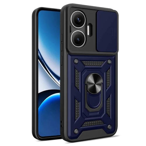 Funda híbrida de TPU y PC con diseño de cámara deslizante para Xiaomi Poco F7 (azul)