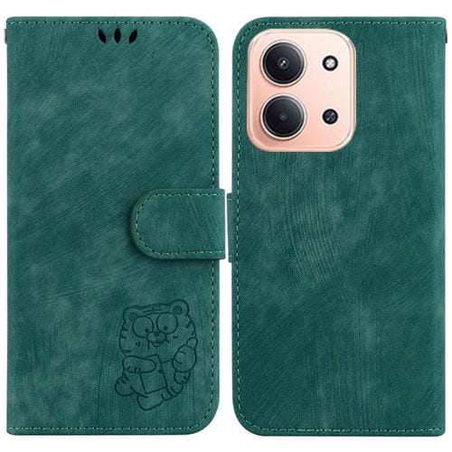 Funda de cuero con relieve de tigre pequeño para Redmi 15C 4G (173,1 mm) / Redmi 15C 5G (173,1 mm) (verde)
