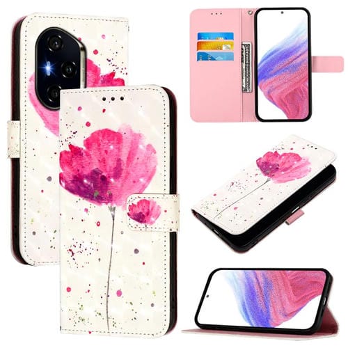 Funda de Cuero con Tapa Horizontal y Pintura 3D para Honor 300 Pro/300 Ultra (Flor)