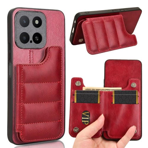Funda para Teléfono Honor X5B y X5B Plus con Diseño de Vaca y Tarjetero (Roja)