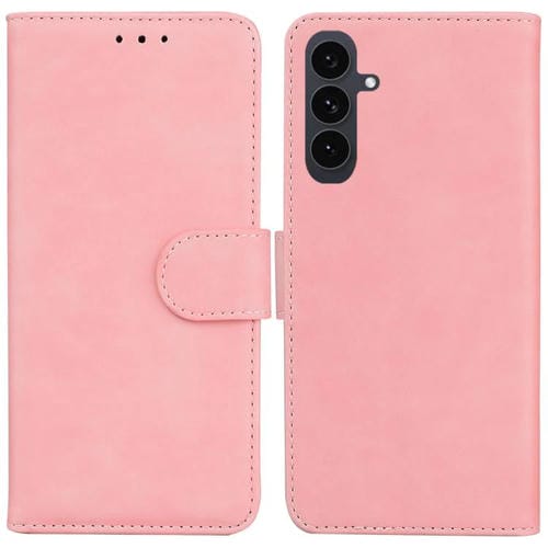 Funda de cuero con tapa de color puro y tacto suave para Samsung Galaxy S25 FE 5G (rosa)