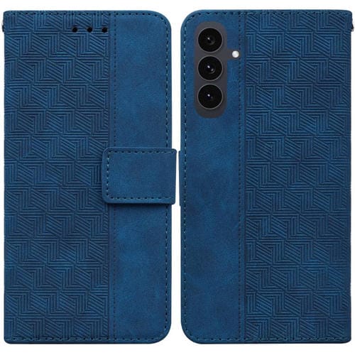 Funda de cuero con relieve geométrico para Samsung Galaxy S25 FE 5G (azul)