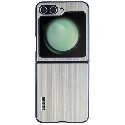 Estuche para Teléfono Samsung Galaxy Z Flip5 PC Híbrido Aleación Aluminio Cepillado a Prueba de Golpes (Dorado)