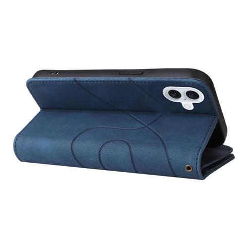 Funda de cuero con cremallera para iPhone 17, bicolor, con 9 ranuras para tarjetas (azul)