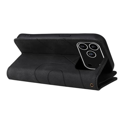 Funda de cuero con cremallera para iPhone 17 Pro, bicolor, con 9 ranuras para tarjetas (negro)