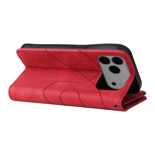 Funda de cuero con cremallera para iPhone 17 Pro Max, bicolor, con 9 ranuras para tarjetas (roja)