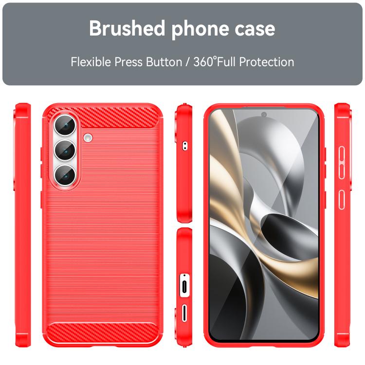 Funda de TPU con textura cepillada de fibra de carbono para Samsung Galaxy S25 FE 5G (roja)