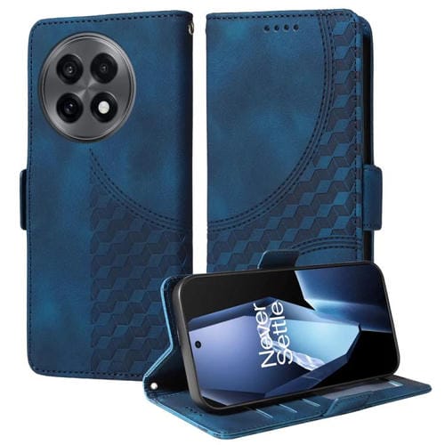 Funda de Cuero con Rombos y Estrellas para OnePlus 13R/Ace 5/Ace 5 Pro (Azul)