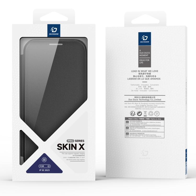 Funda de Cuero para iPhone 16E Dux Ducis Skin X Pro Series con Soporte para Anillo Magsafe (Negro)