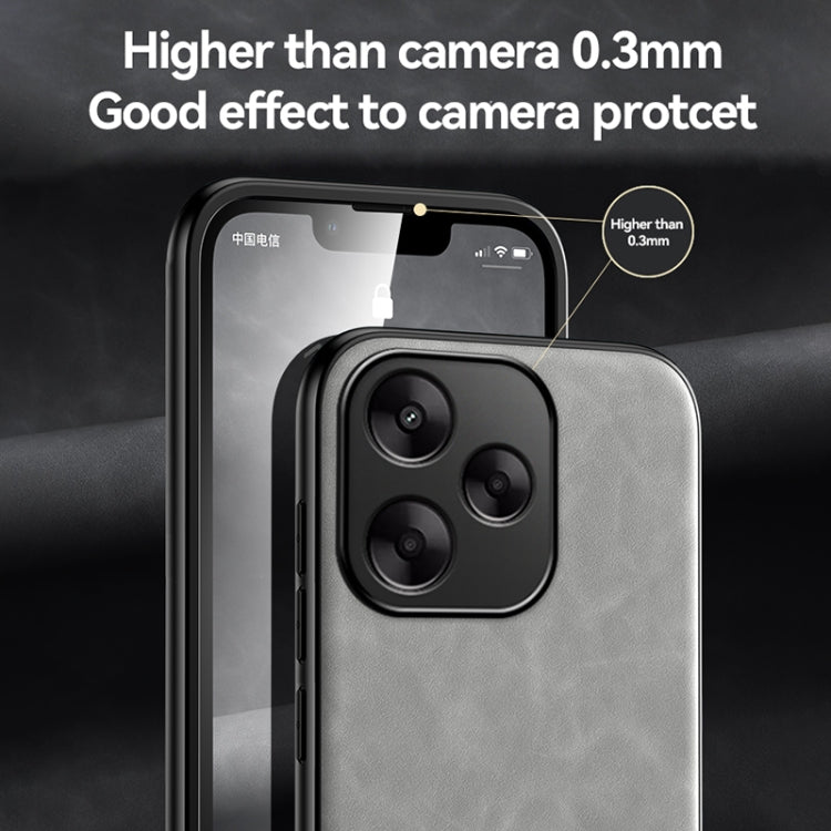 Funda de cuero magnética con textura de piel para Redmi Turbo 4 Pro (gris claro)