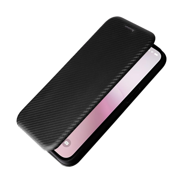 Funda de Cuero con Tapa y Textura de Fibra de Carbono para iPhone 16E (Negra)