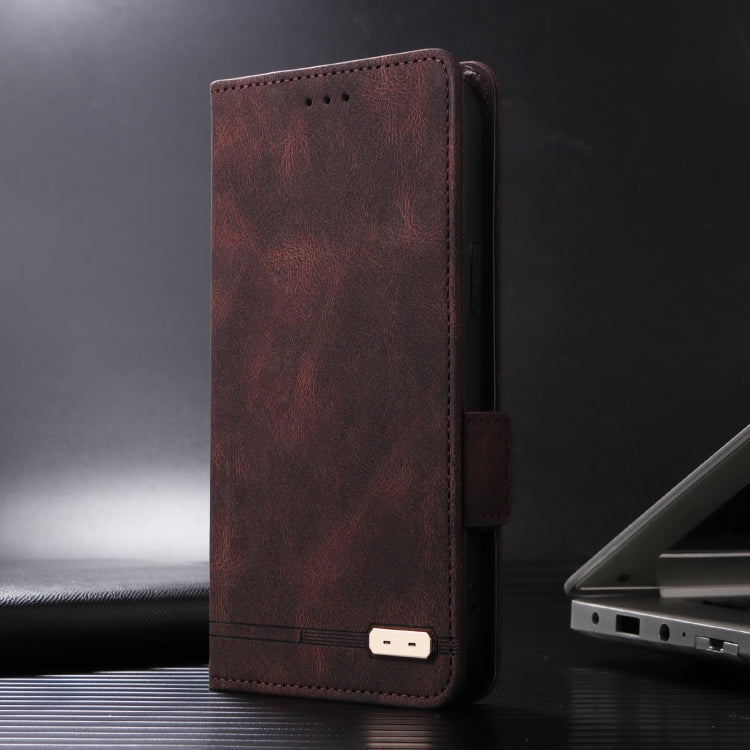 Funda de Cuero con Cierre Magnético para iPhone 16E (Marrón)