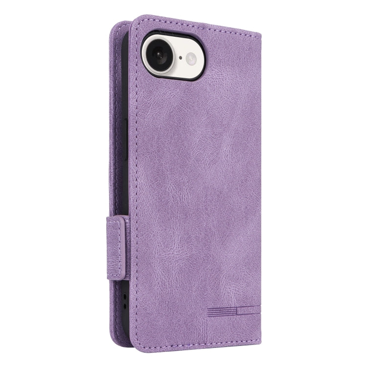 Funda de Cuero con Cierre Magnético para iPhone 16E (Morado)