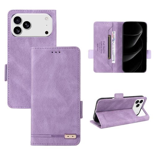 Funda de cuero con cierre magnético para iPhone 17 Pro (morada)