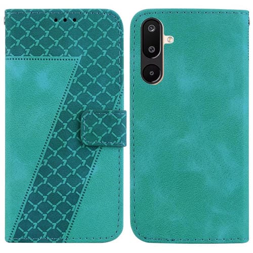 Funda de cuero con relieve de siete formas para Samsung Galaxy M16 5G / F16 5G / M36 5G (verde)