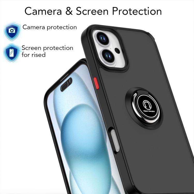 Funda de TPU + PC con aro para iPhone 16 Plus Serie Q Shadow 1 (Verde oscuro)