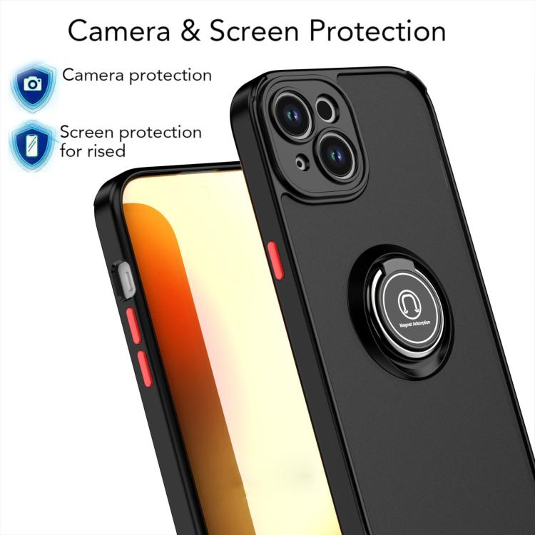 Funda de TPU + PC con anillo para iPhone 15 Q Shadow 1 Series (verde militar)