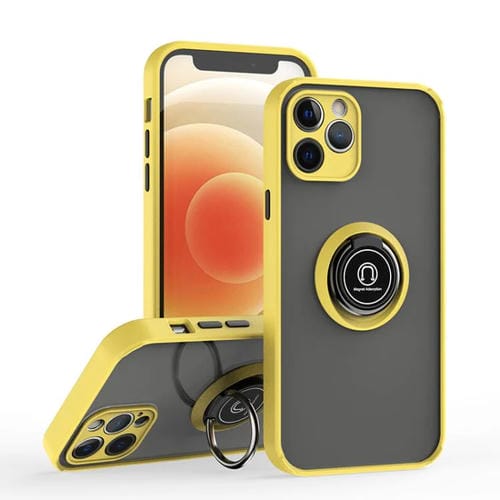 Funda de TPU + PC con anillo para iPhone 12 Q Shadow 1 Series (amarilla)