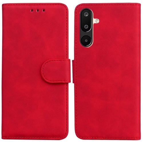 Funda de cuero con tapa y diseño de piel sintética para Samsung Galaxy M16 5G / F16 5G / M36 5G (roja)