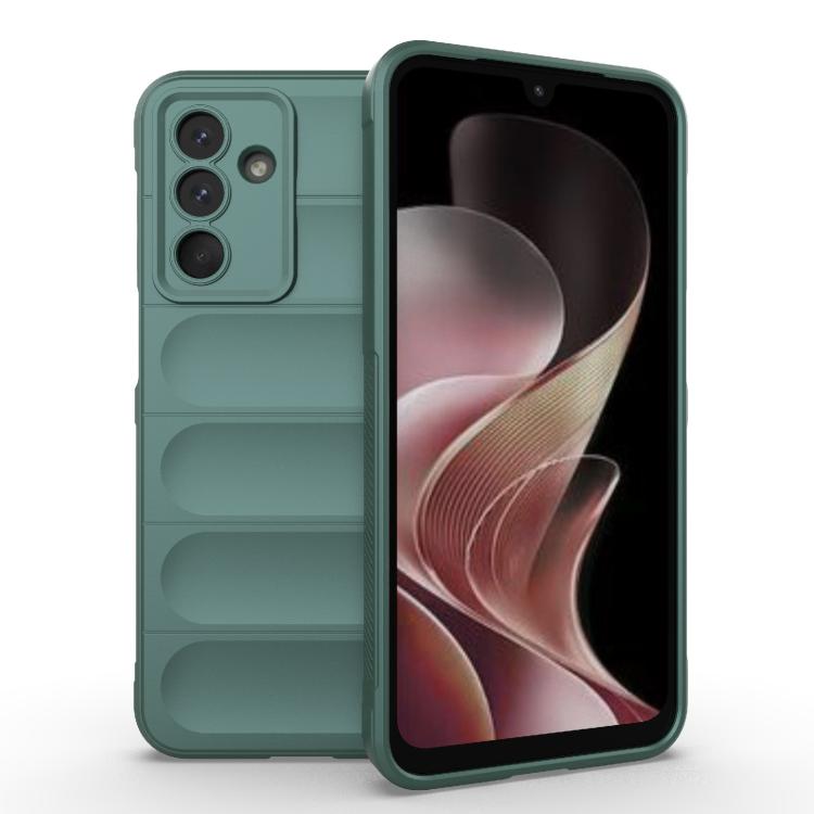 Funda de TPU + franela con escudo mágico indio para Samsung Galaxy M36 5G (verde oscuro)