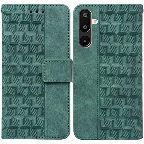 Funda de cuero con relieve geométrico para Samsung Galaxy M16 5G / F16 5G / M36 5G (verde)