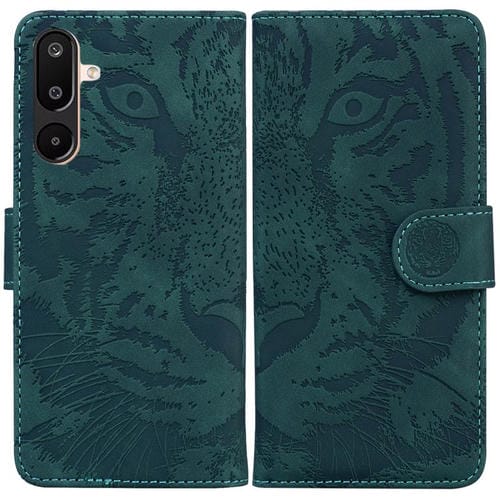 Funda de cuero con tapa y estampado de tigre para Samsung Galaxy M16 5G / F16 5G / M36 5G (verde)