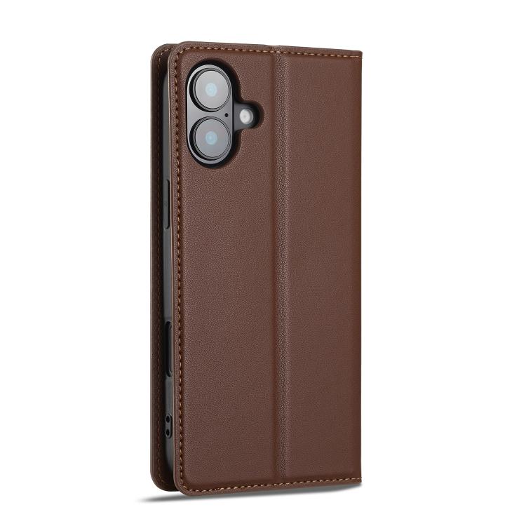 Funda de PU con textura fina esmerilada para iPhone 17 LC.IMEEKE L1 Series (marrón)