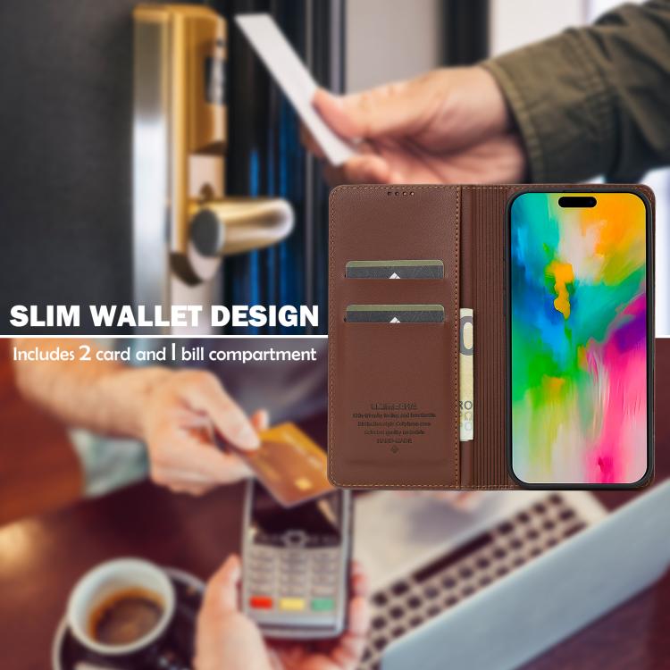 Funda de PU con textura fina esmerilada para iPhone 17 LC.IMEEKE L1 Series (marrón)