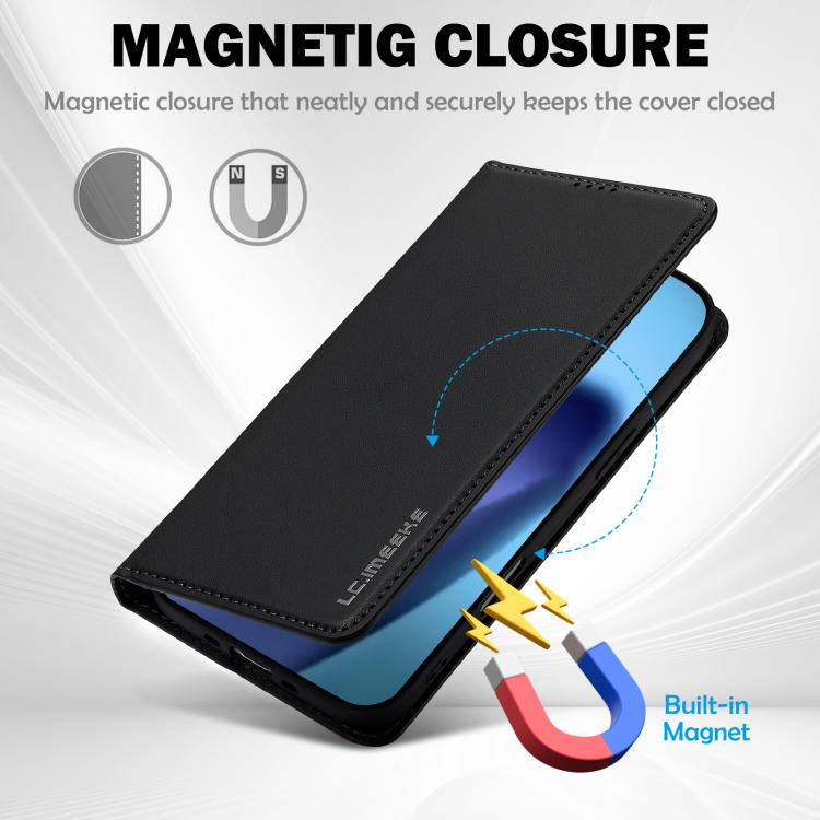 Funda de PU con textura fina esmerilada para iPhone 17 Air LC.IMEEKE L1 Series (negra)