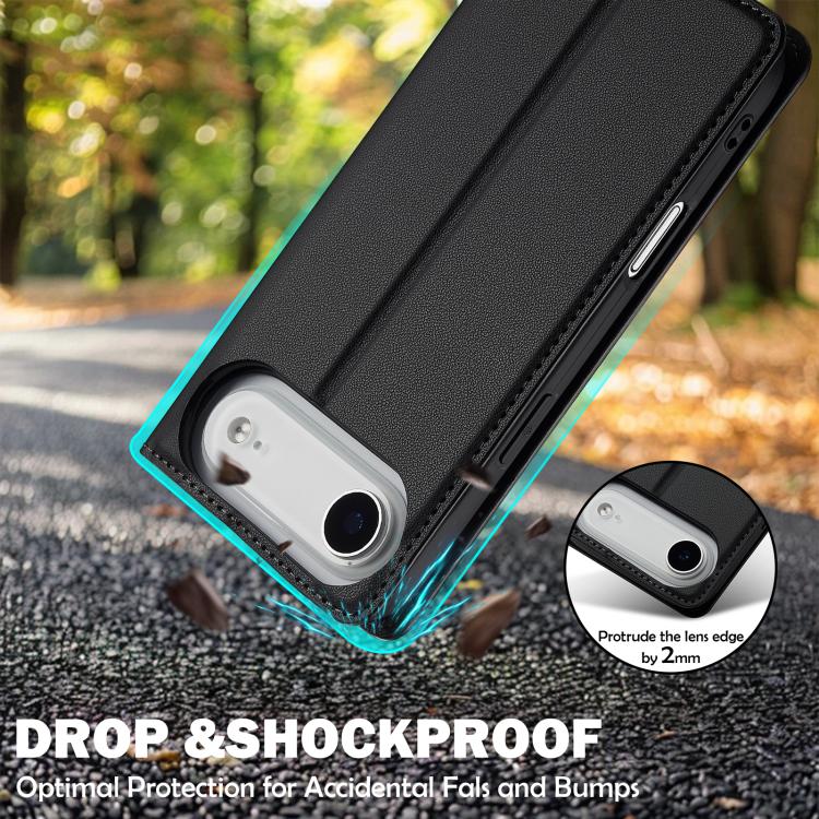 Funda de PU con textura fina esmerilada para iPhone 17 Air LC.IMEEKE L1 Series (negra)