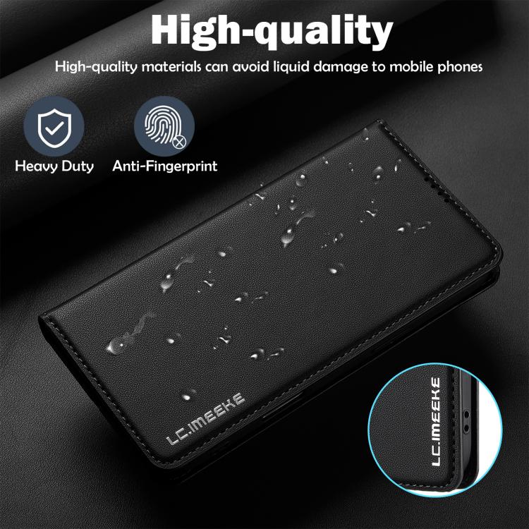 Funda de PU con textura fina esmerilada para iPhone 17 Air LC.IMEEKE L1 Series (negra)