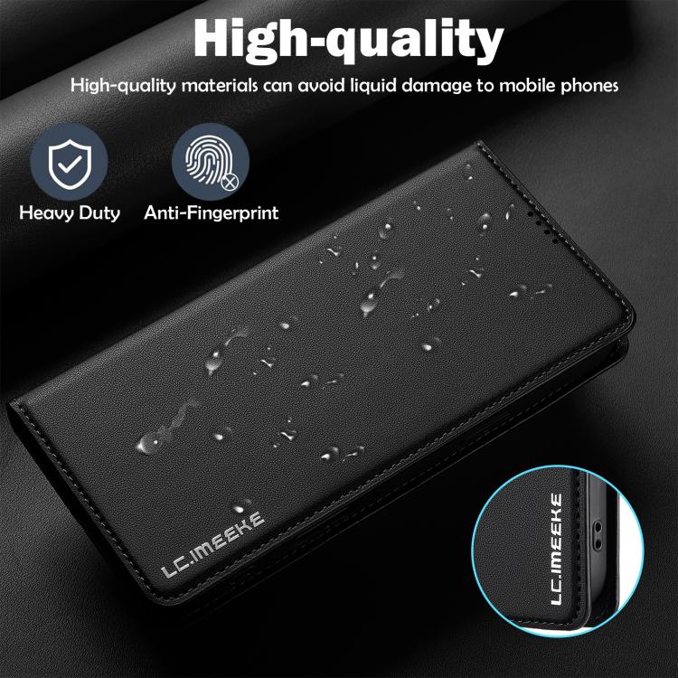 Funda de PU con textura fina esmerilada para iPhone 17 Pro LC.IMEEKE L1 Series (negra)