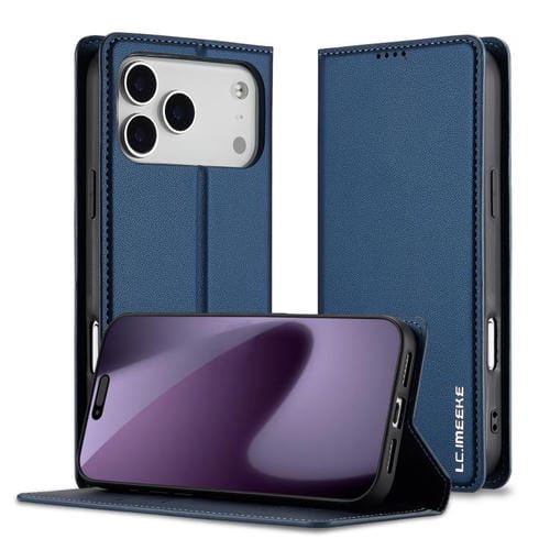 Funda de PU con textura fina esmerilada LC.IMEEKE L1 Series para iPhone 17 Pro Max (azul)