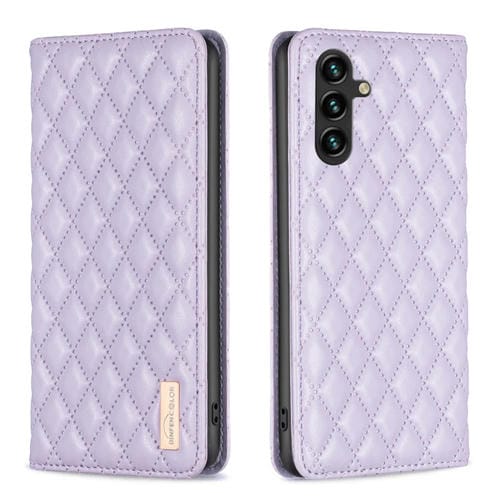 Funda Cuero Magnética Tipo Cartera Samsung Galaxy A56 5G Diseño Diamante (Morado)