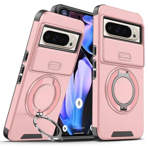 Funda con anillo deslizante para Google Pixel 10 Pro XL (rosa)