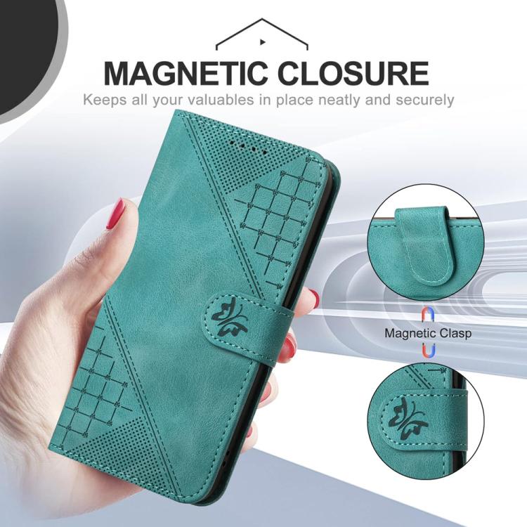 Funda de Cuero Huawei Nova 12 Pro/Nova 12 Ultra con Mariposa en Relieve y Cordón (Azul Claro)