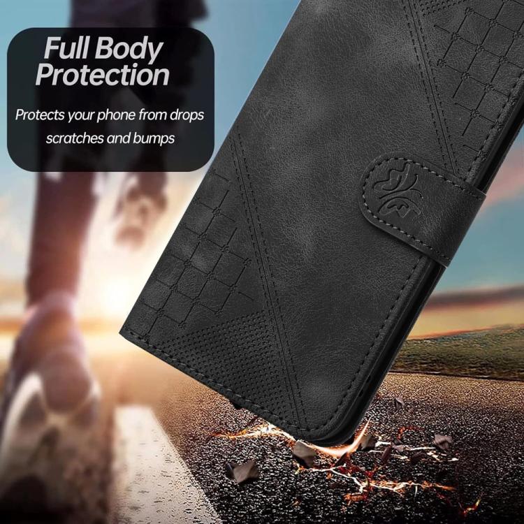 Funda de Cuero para Huawei Enjoy 20E con Diseño de Mariposas en Relieve y Cordón (Negro)