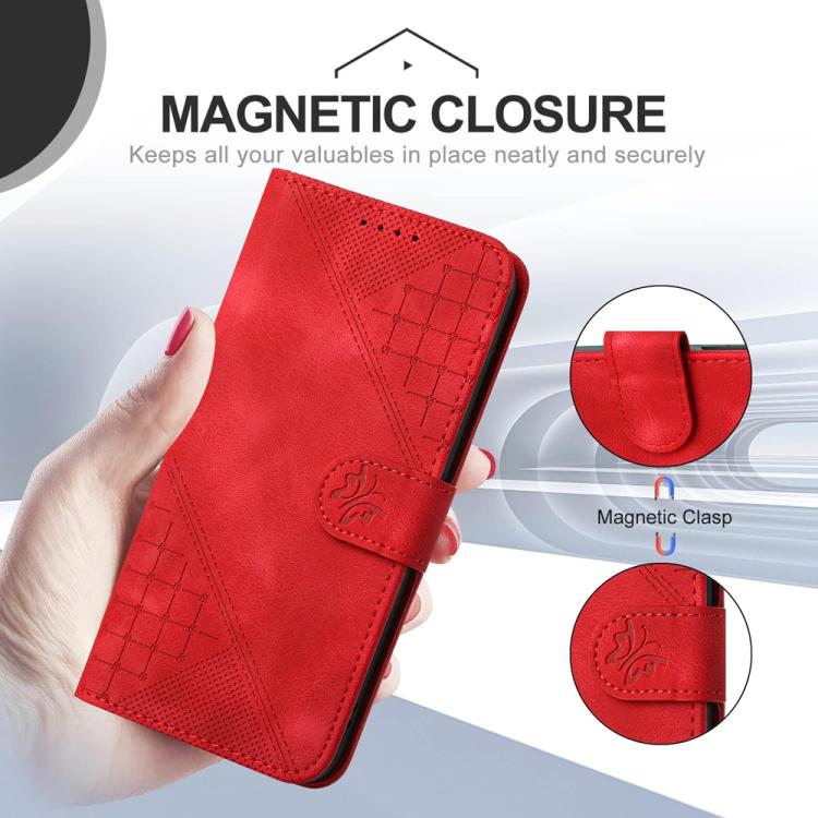 Funda de Cuero Huawei Enjoy 20 Se 4G con Diseño de Mariposa En Relieve y Cordón (Rojo)