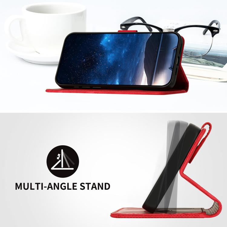Funda de Cuero Huawei Enjoy 70 Nova Y72 con Diseño Mariposa En Relieve y Cordón (Rojo)