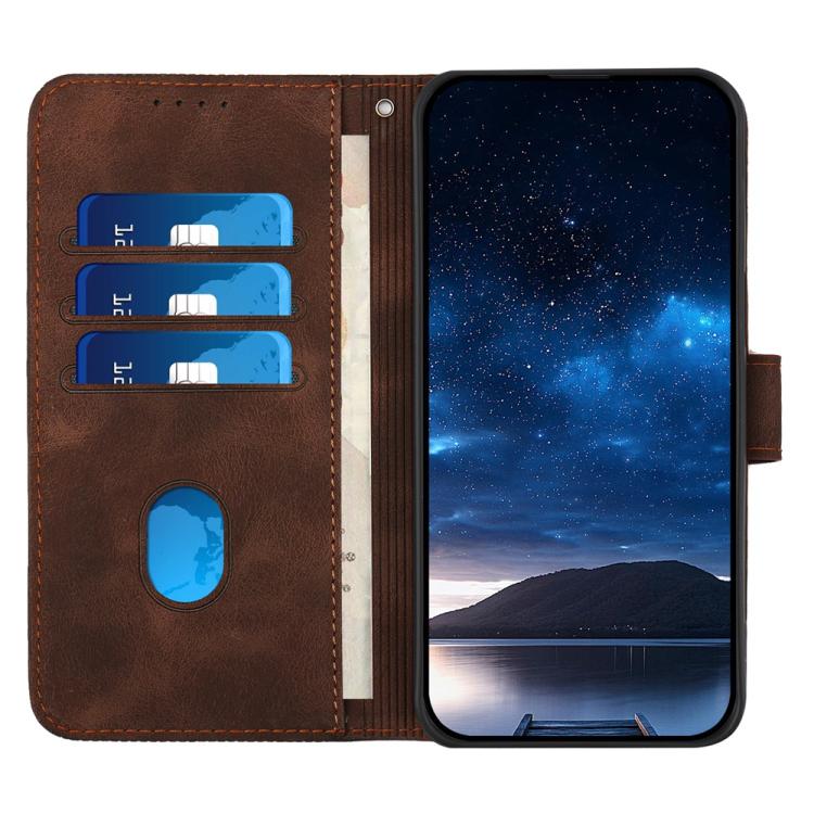 Funda de Cuero Huawei Enjoy 70 Nova Y72 con Diseño Mariposas y Cordón (Café)