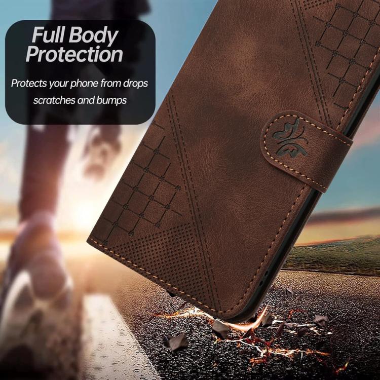 Funda de Cuero Huawei Enjoy 70 Nova Y72 con Diseño Mariposas y Cordón (Café)