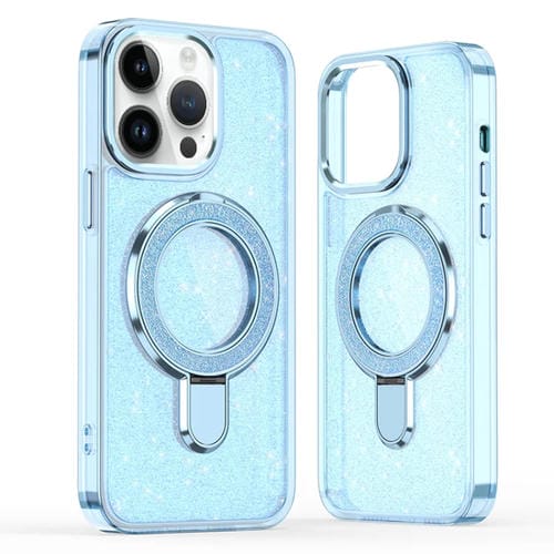 Funda para Teléfono con Soporte de Anillo Purpurina Magsafe iPhone 14 Pro Max (Azul)