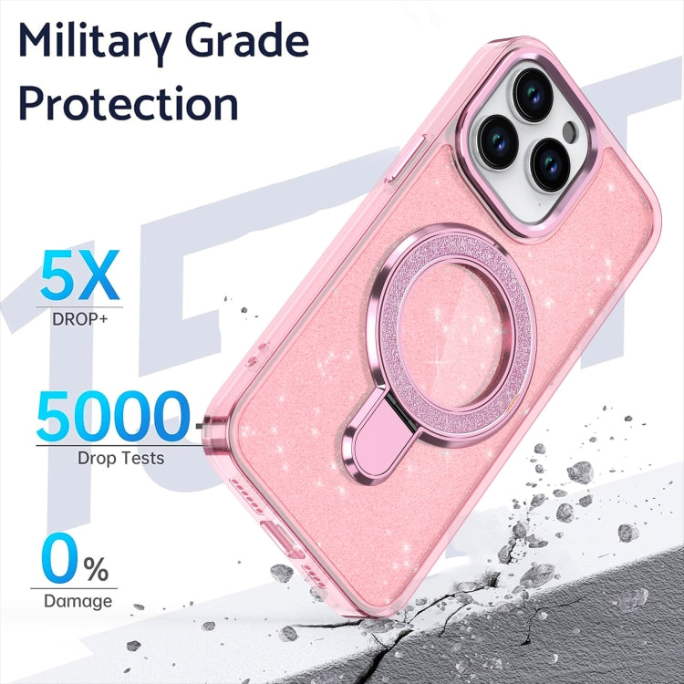 Funda para Teléfono Magsafe con Soporte de Anillo con Purpurina para iPhone 11 (Negra)