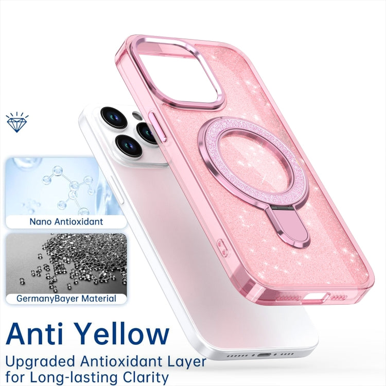 Funda para Teléfono iPhone 12 Pro Max con Soporte de Anillo Purpurina Magsafe (Blanca)